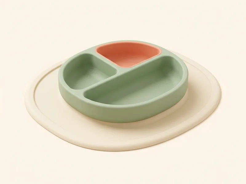 Suction Plates & Bowls — One-piece silicone plate-mat that sticks to the table